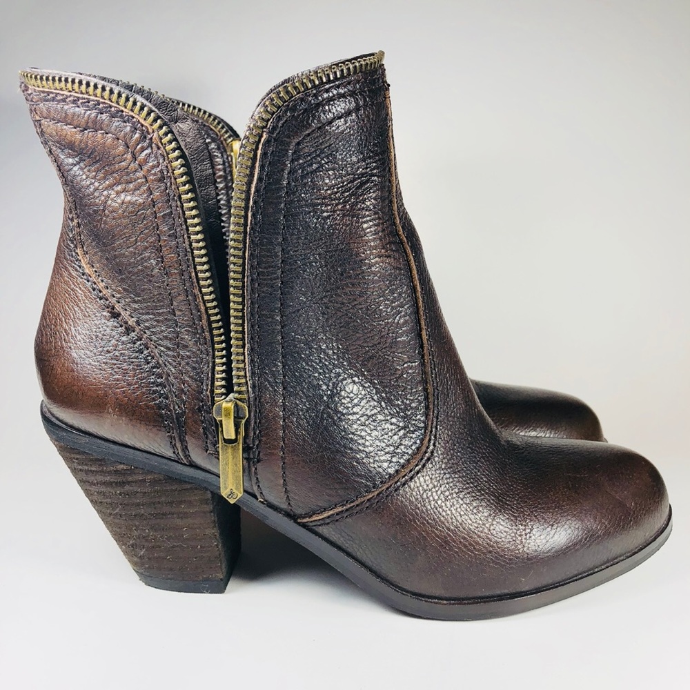 Sam Edelman Zip Up Brown Leather Ankle Boots Sz 7